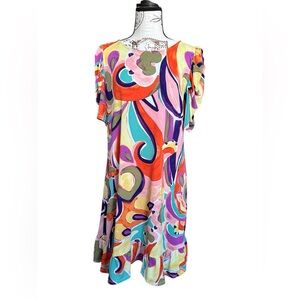 MSK Vibrant Easy to Wear Drop Skirt Midi Dress with Pleated Half Sleeves Medium
